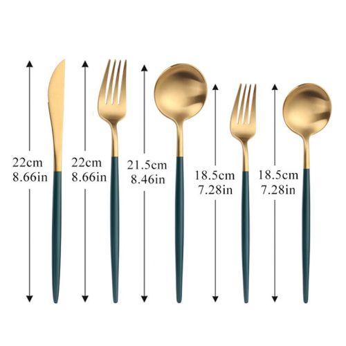5pcs White Gold Cutlery Set Dinner Fork Spoon Table Knife Dessert Steel Fork Forks Knives Spoons Tableware Set Drop Shipping