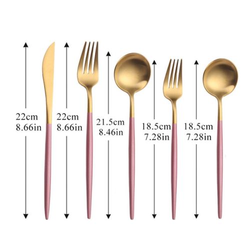 5pcs White Gold Cutlery Set Dinner Fork Spoon Table Knife Dessert Steel Fork Forks Knives Spoons Tableware Set Drop Shipping